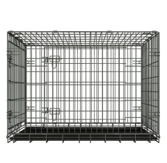 Heavy Duty Indestructible 2-Door Indoor Dog Crate with Lockable Wheel and Removable Tray & Collapsible Sturdy Iron Wire Dog Cage